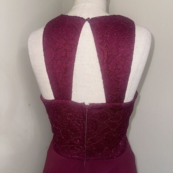 Speechless Prom Hi-Low Open Back A-Line Lace Sparkle Dress Burgundy Sz 9 EUC - Picture 13 of 16
